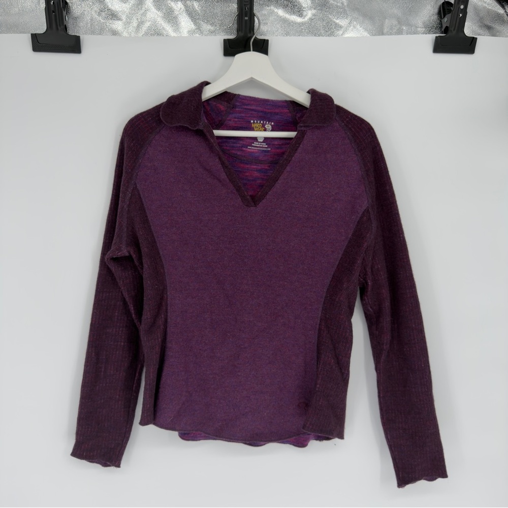 Mountain Hardwear Purple Wool Blend V Neck Sweater Medium